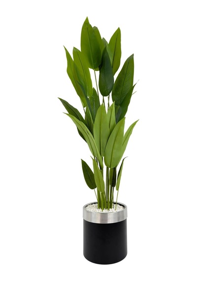 Biçiçek Yapay Starli̇ce 220 Cm Metal Gövdeli̇ 22 Yapraklı Si̇yah Gümüş Metal Saksıda