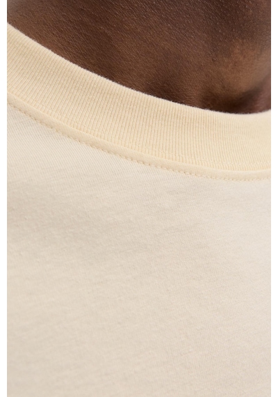 Jack & Jones Erkek Jornorrebro Emb Tee Ss Crew Neck Nakışlı Tişört Krem