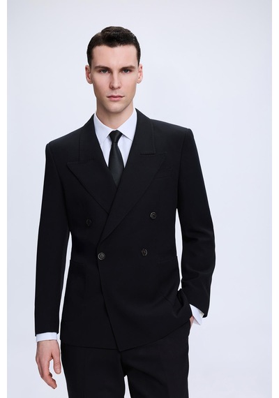 Hatemoğlu Siyah Regular Fit Kruvaze Klasik Takım Elbise Hatemoğlu Siyah Regular Fit Kruvaze Klasik Takım Elbise
