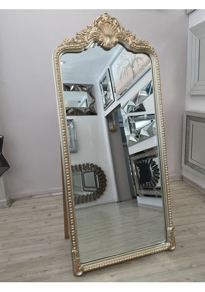 Ayna Denizi Princess Shiny Gold Model Platin Altın Renk Dekoratif Ayaklı Boy Aynası