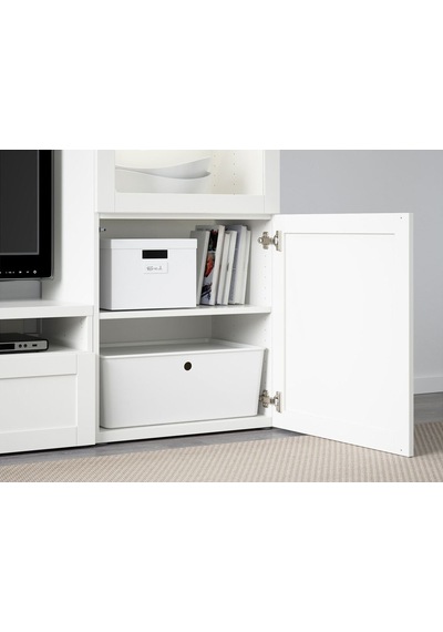 Tv Ünitesi, Beyaz-şeffaf Cam, 240x40x128 Cm, Hanvıken/sındvık, Fren Raylı Beyaz Tv Ünitesi, Beyaz-şeffaf Cam, 240x40x128 Cm, Hanvıken/sındvık, Fren Raylı Beyaz