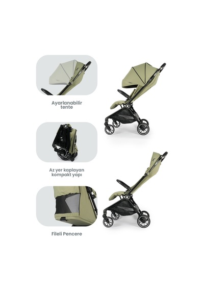 Kanz Bold Autofold Kabin Boy Bebek Arabası Forestgreen