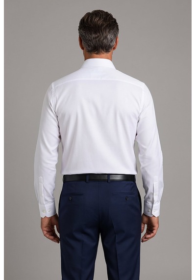 Bisse Beyaz Regular Fit Pamuk Cepsiz Klasik Uzun Yaka Gömlek Gmkls252203 D01