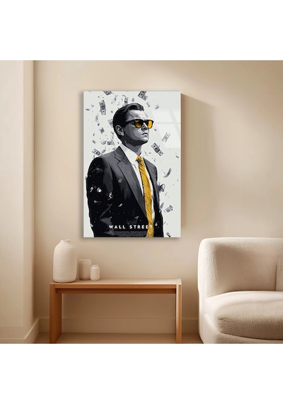 Wall Street Borsacı Para Yağmuru - Cam Tablo - Deg0535 80 X 125 Cm