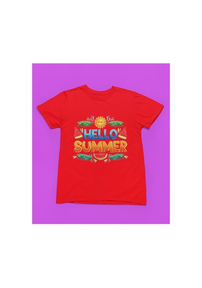 Magors Stıl-x Hello Summer Baskılı Bisiklet Yaka %100 Pamuklu Kız Çocuk Tshırt Beyaz, Sarı, Siyah, Kırmızı Kırmızı Magors Stıl-x Hello Summer Baskılı Bisiklet Yaka %100 Pamuklu Kız Çocuk Tshırt Beyaz, Sarı, Siyah, Kırmızı Kırmızı