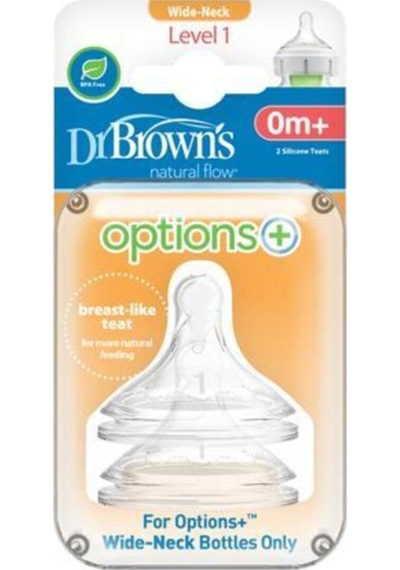 Dr Brown's 1. Seviye Geniş Ağız Silikon Options+ Biberon Emziği