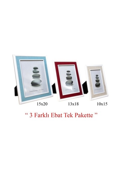3 Lü Set Koton Desenli Metal Fotoğraf Çerçevesi