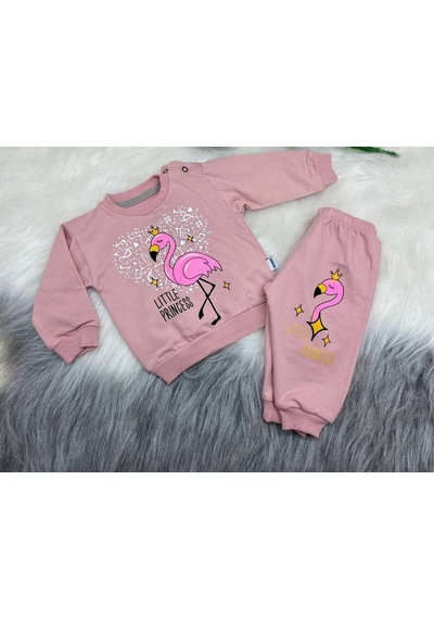 İkili Basklı Bebe Takımı Pembe