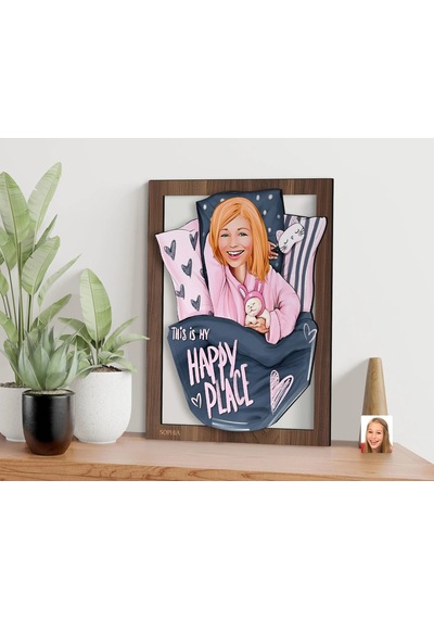 Bk Gift Kişiye Özel Kadın Karikatürlü 3d Ahşap Tablo-101, Arkadaşa Hediye, Karikatürlü Tablo Kobitmeyen138371 Bk Gift