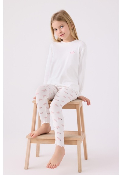 Rolypoly Kız Çocuk Beyaz Pijama Takımı Rp3458-c-v2 Beyaz