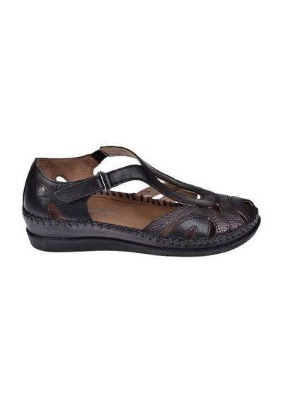 Forelli Hakiki Deri Comfort Kadın Sandalet For-22521 Siyah Baskı