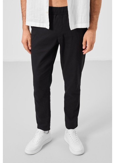 Tommylife Siyah Standart Fit Dokuma Hafif Esnek Chino Erkek Pantolon - 82177 Siyah