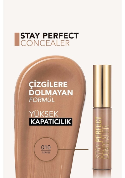 Flormar Doğal Bitişli Kapatıcı (SICAK ALT TON) - Stay Perfect Concealer - 010 Toffee - 8682536037303