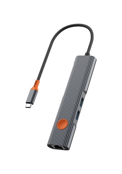 Wiwu Wi-hb005 Travel Serisi 5in1 Hdmı 4k 60hz Rj45 + 100w Pd Type-c Hub Bağlantı İstasyonu Gri