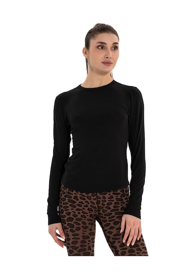 Inguz Uzun Kollu Basic Modal Yoga T-shirt SIYAH