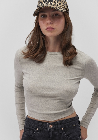 Mavi - Uzun Kollu Gri Crop Basic Tişört 1612822-88467 Gri
