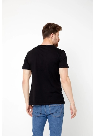 MMetalic Erkek Çok Renkli T- Shirt Regular Fit Rahat Kesim Bisikle (549330284) Siyah