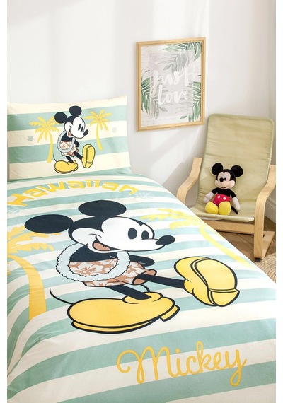 Özdilek Tekkişilik Çocuk Nevresim Takımı-mickey Mouse Hawaii Mint