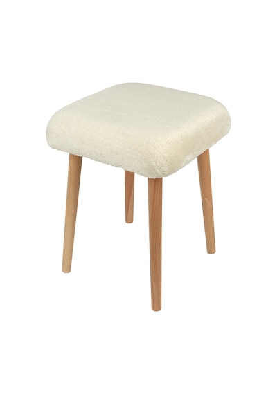 Peluş Kumaşlı Dekoratif Puf, Tabure 5983 Bej