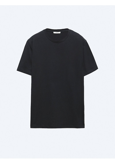 Kip Unisex Siyah Düz Bisiklet Yaka %100 Pamuk T-shirt Siyah