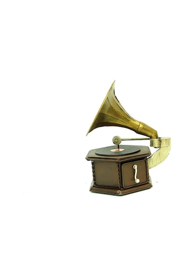 Dekoratif Metal Gramofon Kutu Obje Vintage Hediyelik
