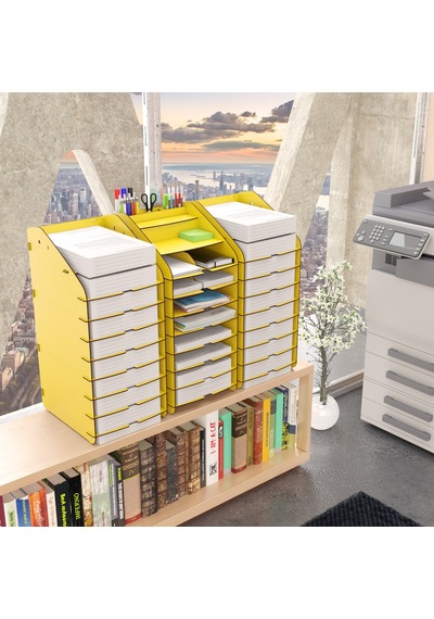 Design Otto Tower Masaüstü Organizer 10 Kat A4 Evrak Rafı 6 Renk Siyah