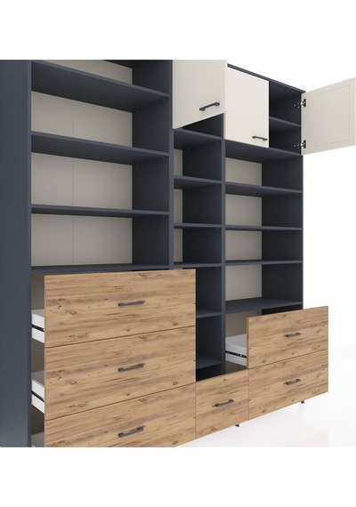 Hyperion Dolap 17 Raflı 6 Çekmeceli 3 Kapaklı 220x44x243 Antrasit-aytaşı/çam Aytası/atlas Çam Hyperion Dolap 17 Raflı 6 Çekmeceli 3 Kapaklı 220x44x243 Antrasit-aytaşı/çam Aytası/atlas Çam
