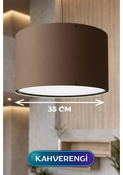 Kahverengi Kumaş Başlıklı Sarkıt Avize 35 Cm Çokrenkli