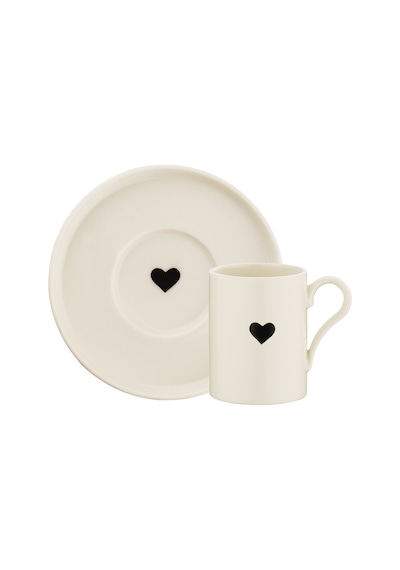 Kütahya Porselen Bone Pure Love 4 Parça 2 Kişilik Kahve Takımı Platin