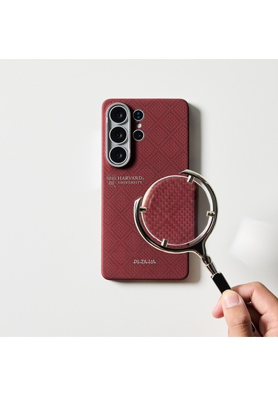 Galaxy S26 Ultra Kılıf M-safe Uyumlu Aramid Fiber Pitaka Harvard University Serisi Kapak Kırmızı