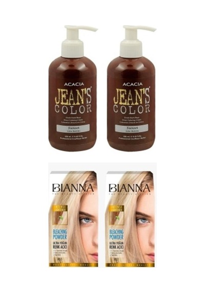 Saç Boyası - Jean's Color Saç Boyası Gün Batımı 250 ml 2 Adet + 2 Adet Bianna Saç Açıcı