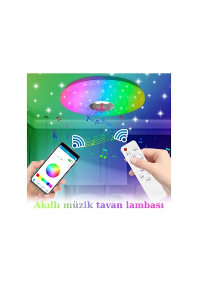 Akıllı Hoparlörlü Rgb Tavan Işığı Lambası Kumandalı Bluetooth Uyumlu Dekoratif Modern Avize Beyaz - 826719167 Beyaz