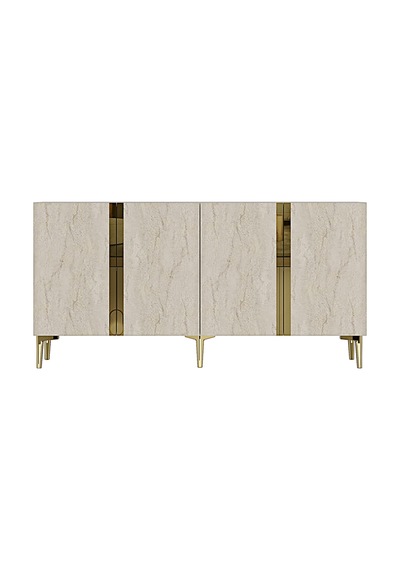 Ka1598btg Anka Konsol Ve Tv Sehpası Beyaz-traverten-gold 150cm