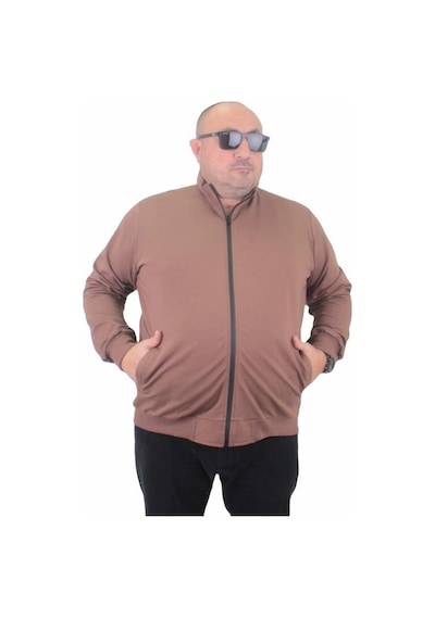 Starbattal Büyük Beden Basic Mevsimlik Fermuarlı Sweatshirt 22750 Taba-Taba