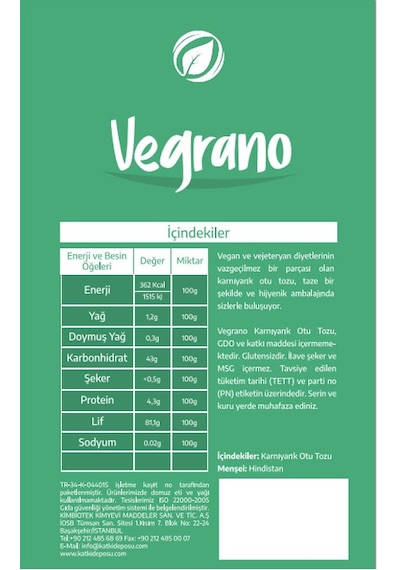 Vegrano Karnıyarık Otu Tozu 5 x 100 G
