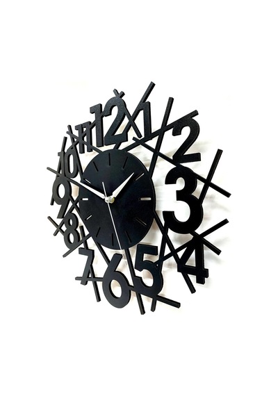 Cajuart Siyah Ahşap Çubuklu Stil Kesim 35 Cm Modern Duvar Saati Siyah