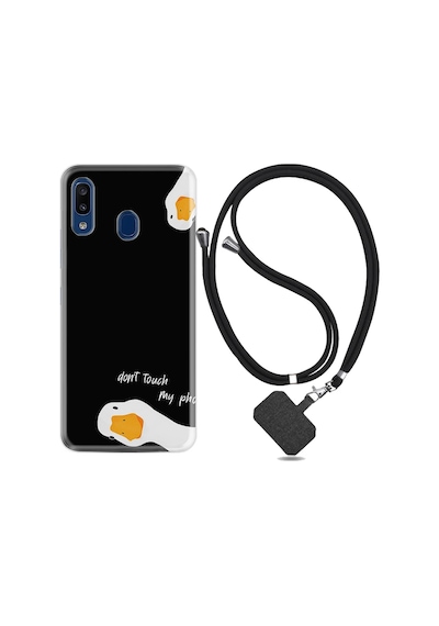 Samsung Uyumlu Galaxy A20 Kılıf Ipli Askılı Dont Touch Duck 1655