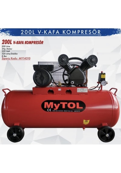 Mytol MY14310 3 Hp 8 Bar 200 LT V-Kafa Hava Kompresör