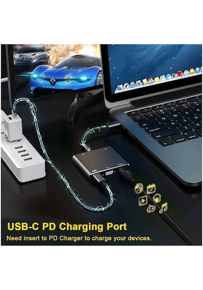 Type-C To 4K Hdmi Vga Usb 3.0 Otg Audio Ses Çevirici Kablo 5 In 1 (533635045)