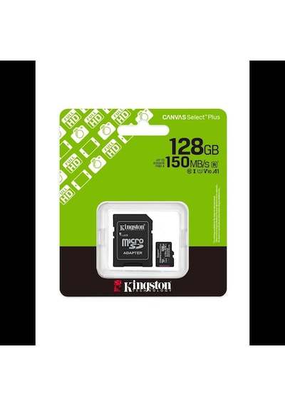 Kıngston Sdcs3/128gb, Canvas Select Plus Gen3 A1, 100mb/s, Microsd Kart Bellek Sd Adaptörlü