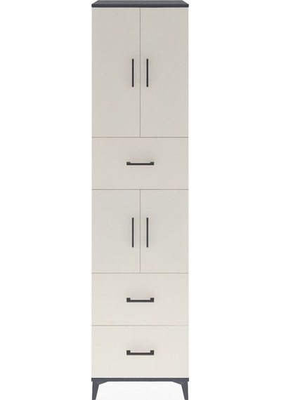 Hyperion Dolap 3 Raflı 3 Çekmeceli 4 Kapaklı 60x44x243 Antrasit-aytaşı Antrasit