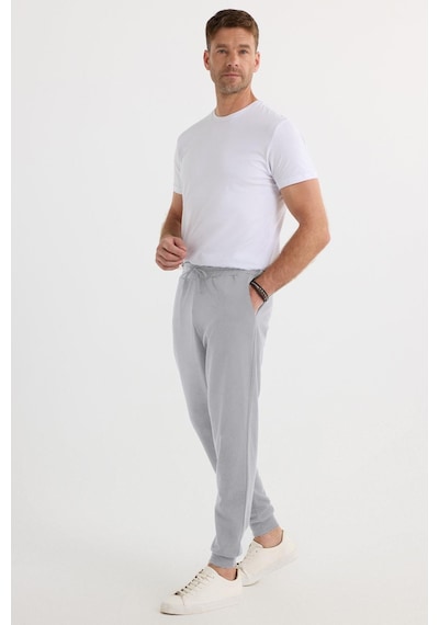 Tudors Erkek Regular Fit Klasik Kesim Beli Bağcıklı Jogger Cepli Lastikli Paça Gri Eşofman Altı-40064 Gri