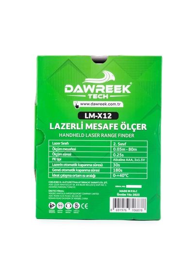 Dawreek Mesafe Ölçer H01 Green 80 Metre Dijital El Tipi Mesafe Ölçüm Cihazı