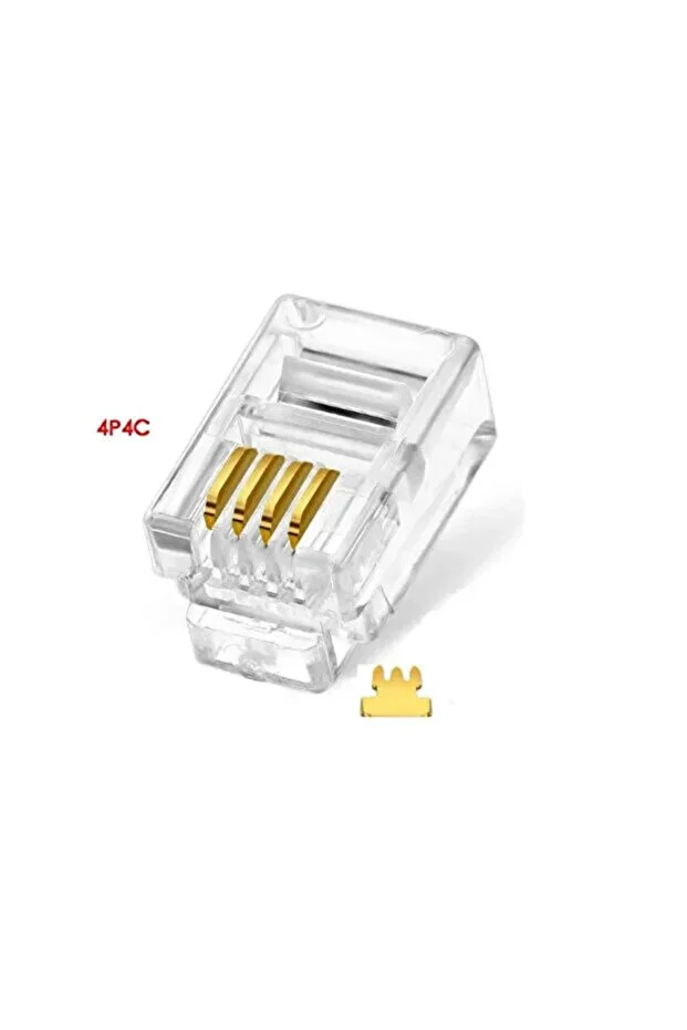 Rj11 4pin Jak 4p4c Telefon Kablosu Için Konnektör 4 Pinli Plug Altın Kaplama 4 Çekirdek 50 Adet