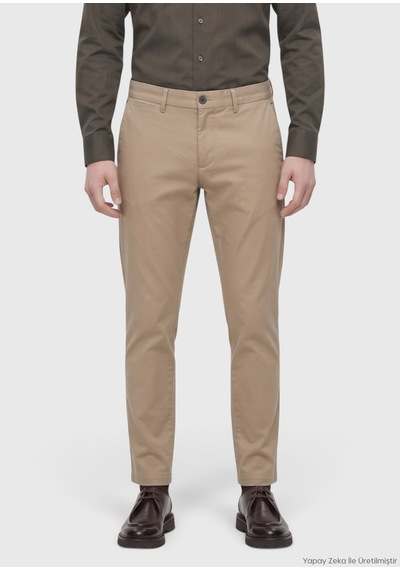 Ramsey Haki Düz Dokuma Regular Fit Casual Yün Karışımlı Pantolon