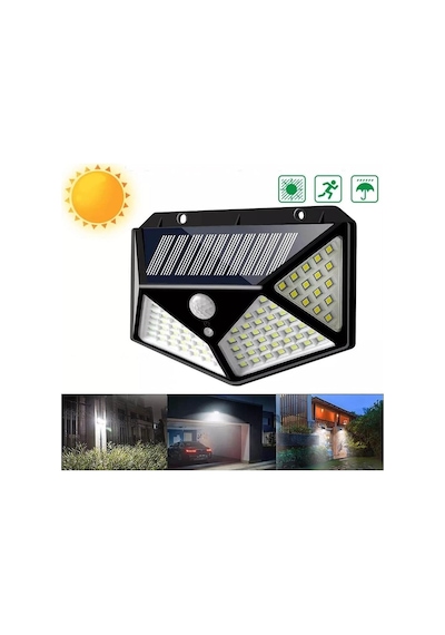 Zauss 4 Adet Solar Güneş Enerjili Hareket Sensörlü 4 Taraflı Bahçe Garaj Ev Aydınlatma Lambası Siyah