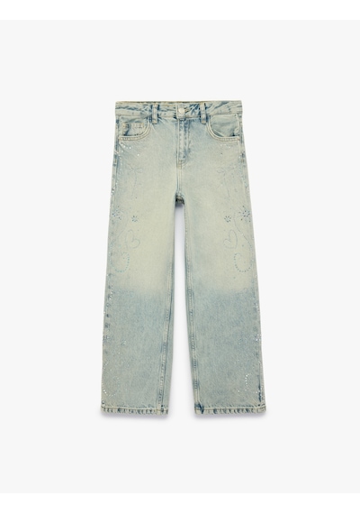 Koton Cepli Kalpli Çiçek İşlemeli Taşlı Geniş Paça Denim Pantolon - Wide Leg Jeans Lıght Indıgo 7wkg40053ad Açık Mavi Koton Cepli Kalpli Çiçek İşlemeli Taşlı Geniş Paça Denim Pantolon - Wide Leg Jeans Lıght Indıgo 7wkg40053ad Açık Mavi