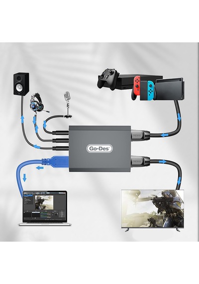 Go Des Gd-6908 Hdtv Ses Ve Video Adaptörü Usb-a/hdmi/3.5mm/4k Ultra Hd 60hz Gri
