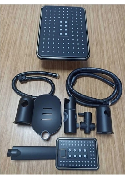 Hybrid Siyah Yağmurlama Tepe Duş Seti Siyah