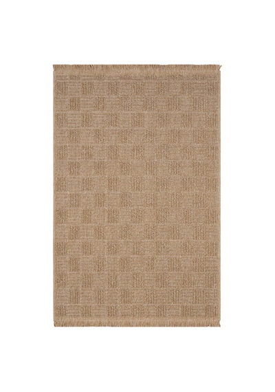 Cool Halı Mirage Kahverengi Dama Desenli Kilim Kaymaz Tabanlı Yıkanabilir Bohem Salon Mutfak Kilimi